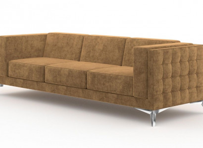 Three-seater couch upholstered fabric Chesterfield sofa set